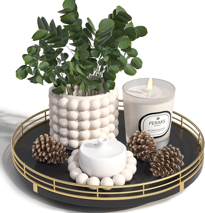 10-Inch Oak Lazy Susan Decorative Tray - Field & Blessing