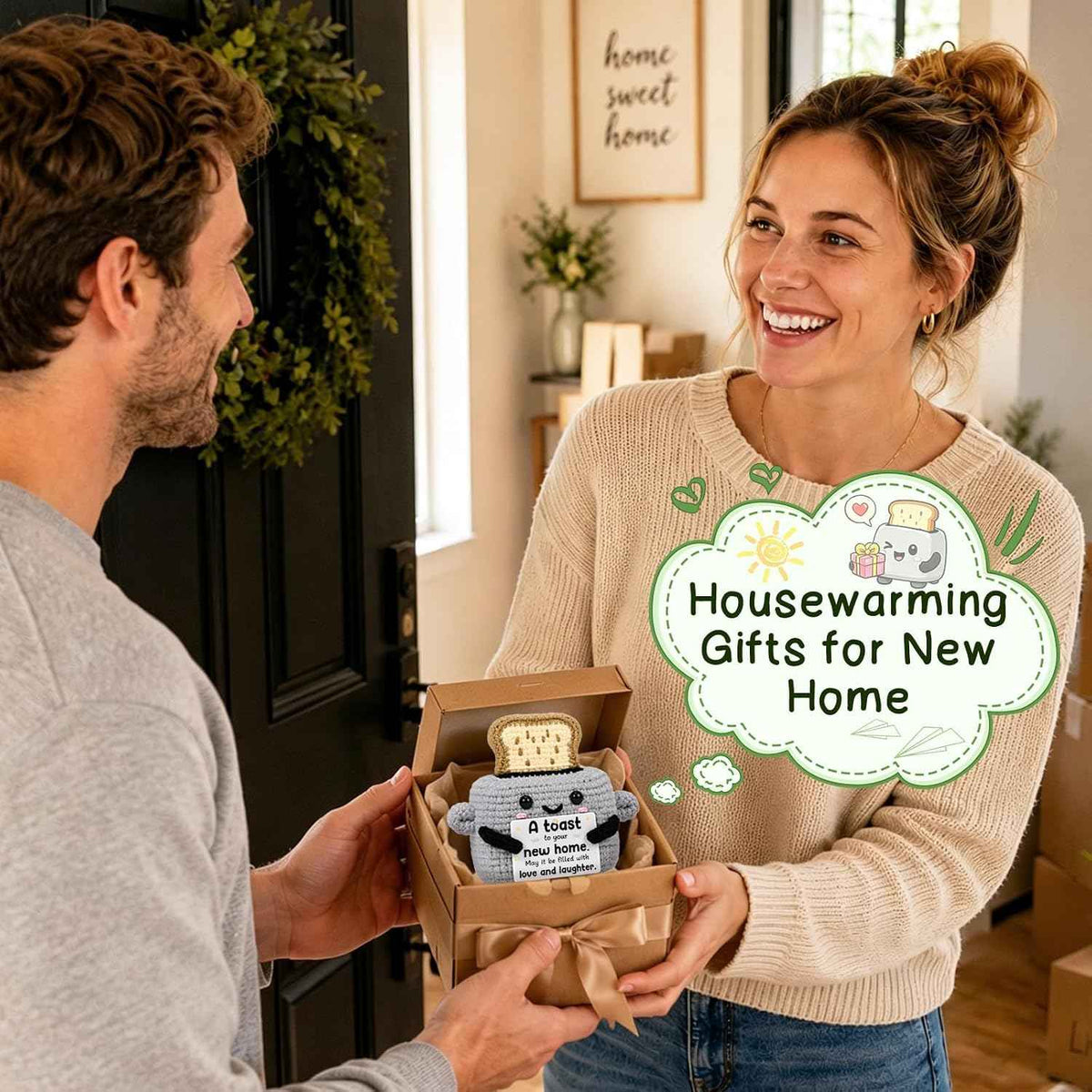 Xinezaa Housewarming Gifts New Home New Apartment,Crochet Toaster Decor | Funny Small Handmade Welcome Home Keepsake for First Apartment, New Homeowners, Friend, Sister, Girlfriend, Mom