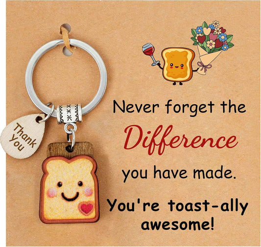 PEALICIOUS Toast Keychain for Girls New Beginnings Congratulations Gifts | Next Chapter, New Home, Engagement, New Job, PBJ, 18 21 Birth, Loaf You, Thank You, Graduation Gifts, Couple, Friend, Retired