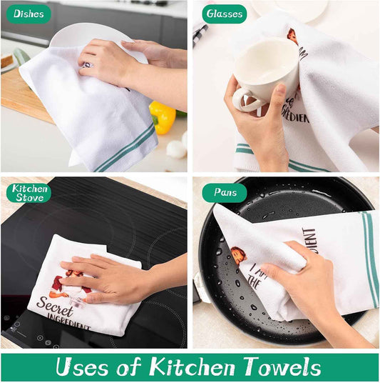 R HORSE 5 Pack Funny Joked Themed Kitchen Dish Towels | Soft Absorbent Kitchen Hand Towels, Retro Sassy Lady Hilarious Cleaning Dishcloth, Housewarming Gifts for Hostess, Mom, Women