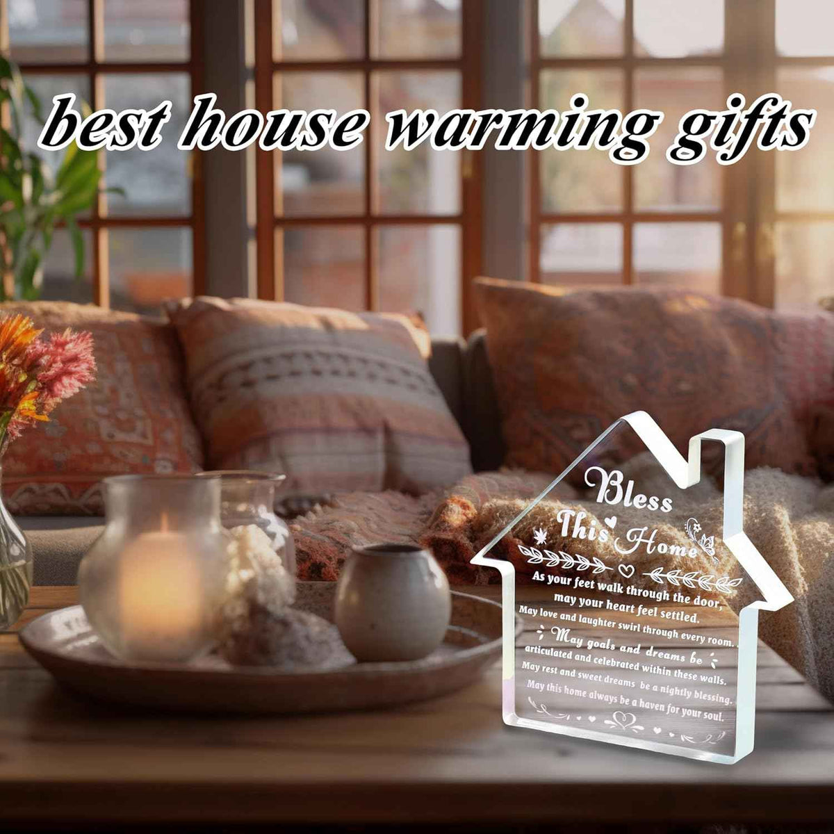 House Warming Gifts New Home Crystal Bless This Homes Plaque Best Housewarming Gift New House Ideas for Women Men Couple Friend Welcome To The Family