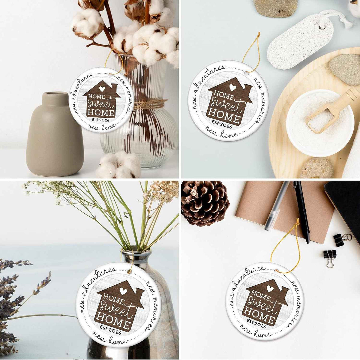 HEXMOZ New Home Gift Ideas - New Home Ornament 2026 | Best Housewarming Gifts 2026 for Owners, Couples, Men, Women - First House Ornament, Our First Christmas Ceramic Keepsake