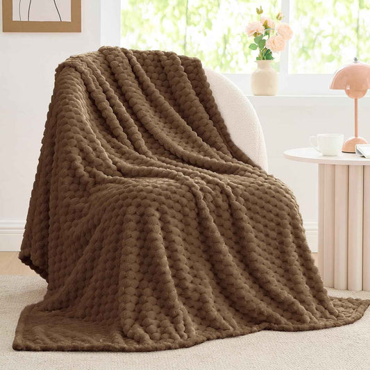 Brown Jacquard Cozy Throw Blanket