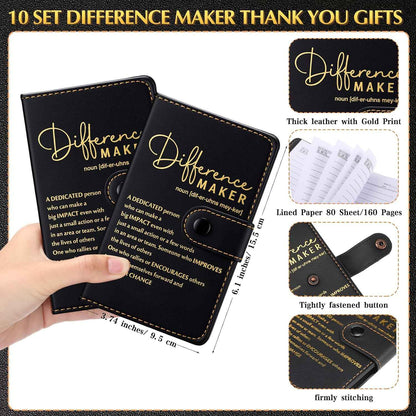 Marspark 10 Sets Difference Maker Gifts A5 Notebook with Pen | Employee Appreciation Thank You Gifts for Staff Nurse Teacher, Motivational Design for Men Women, Office Team Recognition