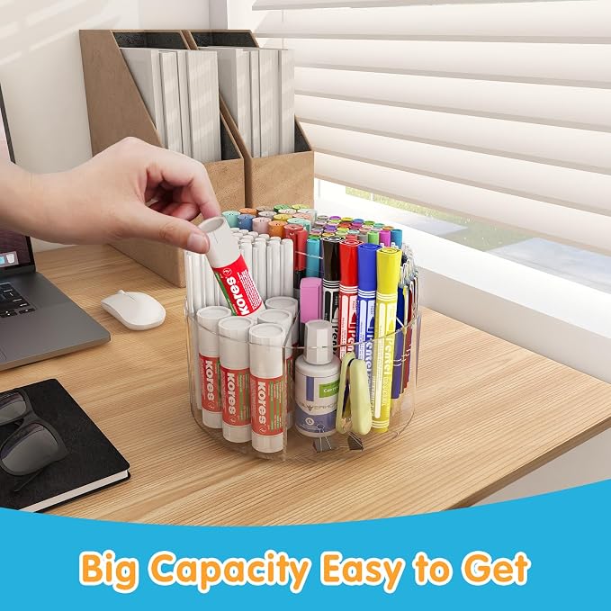 Six-Compartment Rotating Acrylic Desk Organizer - Field & Blessing