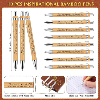 Marspark 10 Sets Difference Maker Appreciation Gifts,Brown | Inspirational A5 Leather Notebook with Pens for Men Women Coworkers Employees, Thank You Back to School Teacher Gifts