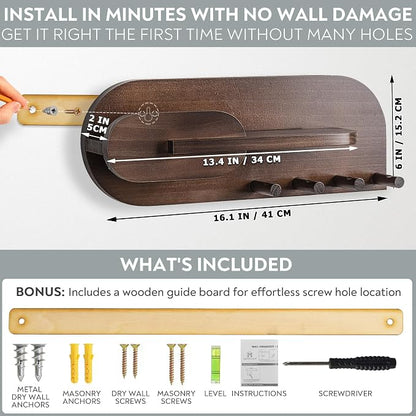 Solid Wood Wall Mail & Key Holder - Field & Blessing