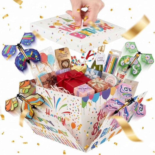 Surprise Birthdays Flying Butterfly Explosion Gift Box, Reusable DIY Unique Gift Box with Surprise Flying Butterfly for Birthdays, Wildflower, Wedding Party Decoration