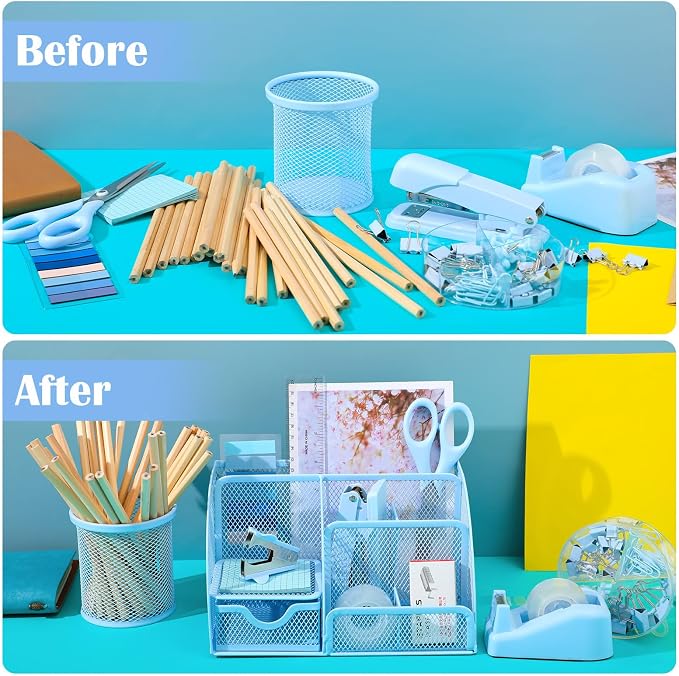 11-Piece Blue Desk Organizer Set - Field & Blessing