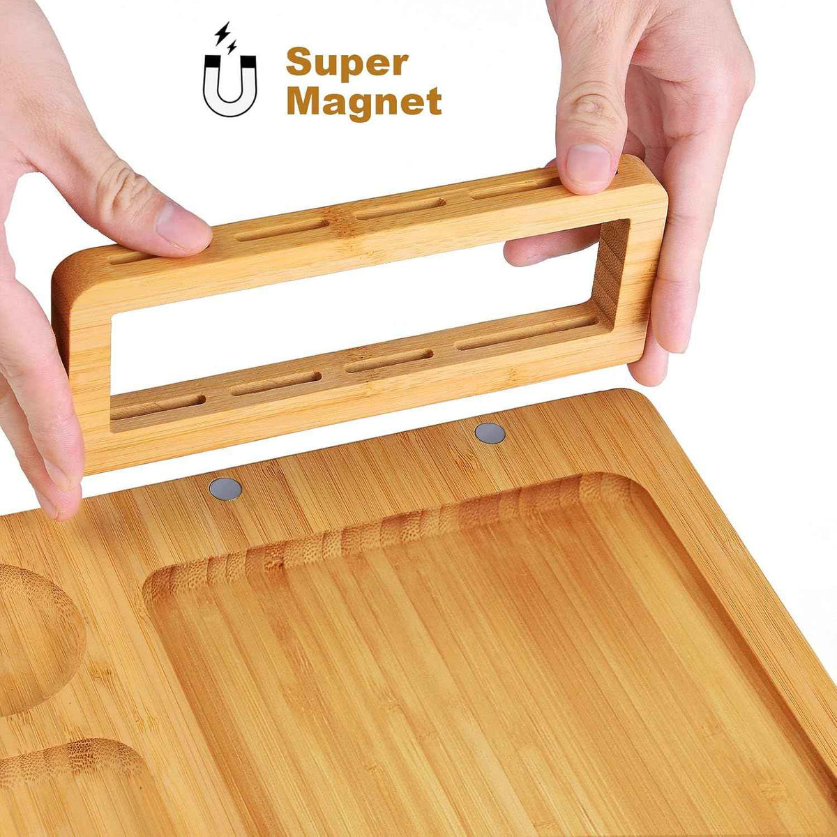 Bamboo Charcuterie Board Set with 4 Cheese Knives, Serving Platter | 4 stainless steel knives, cutting board. Ideal for parties, weddings, wine night, housewarming.