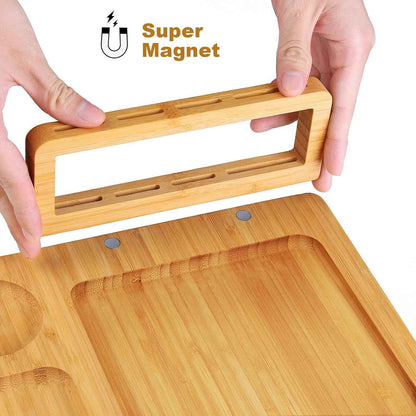 Bamboo Charcuterie Board Set with 4 Cheese Knives, Serving Platter | 4 stainless steel knives, cutting board. Ideal for parties, weddings, wine night, housewarming.
