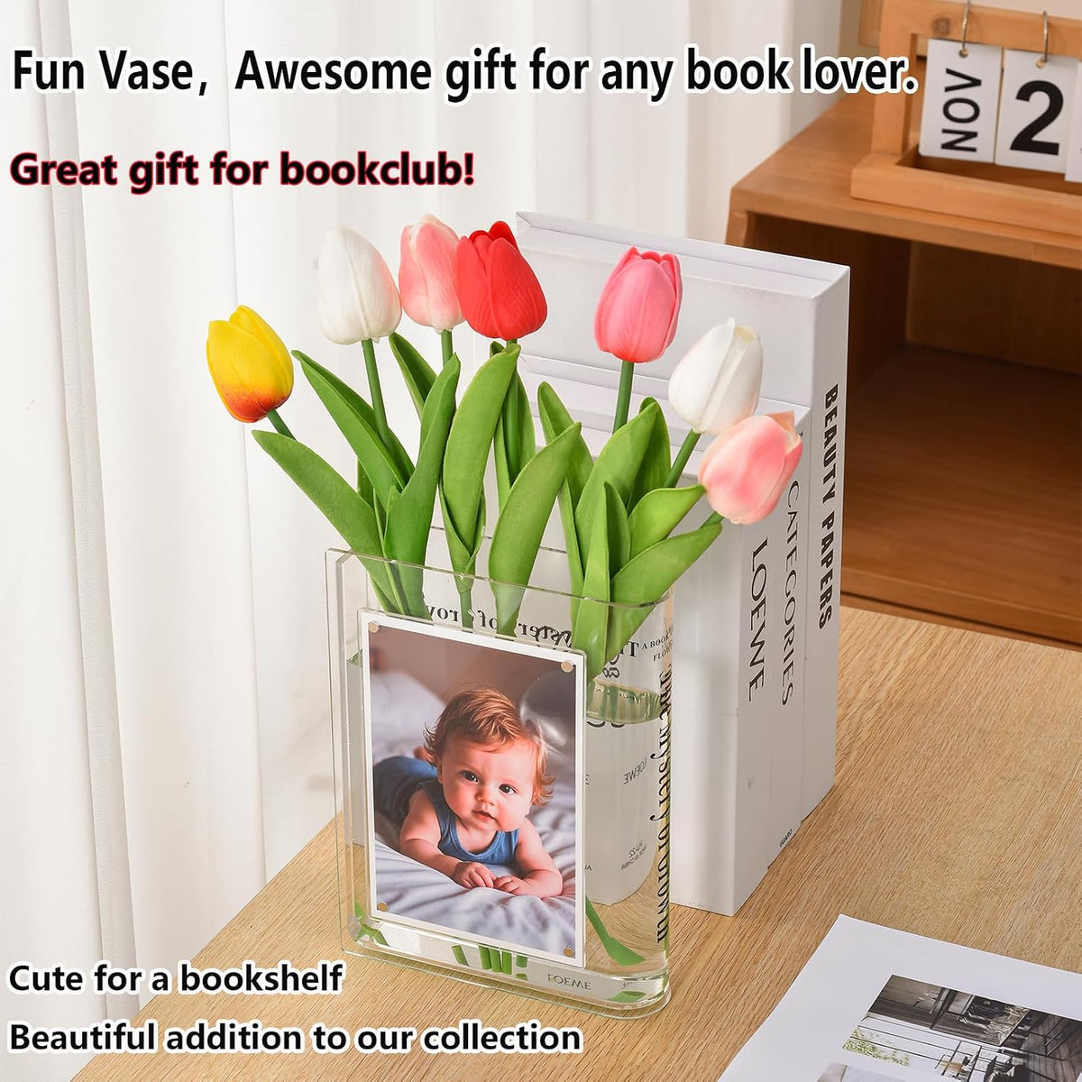 Acrylic Book-Shaped Photo Vase