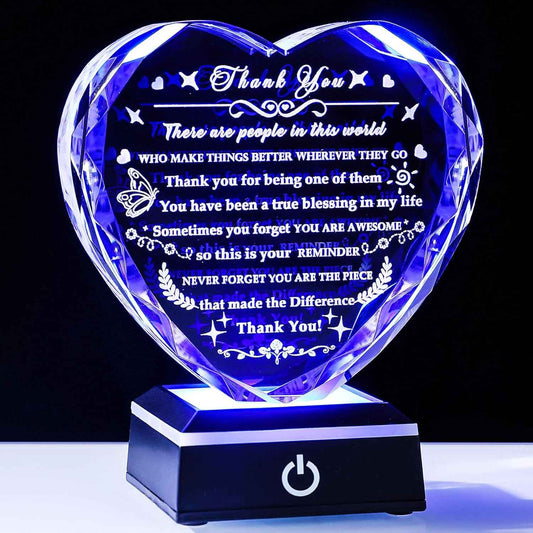 YWHL Thank You Gifts for Women Men with Colorful LED Base Appreciation Gifts for Employee Coworkers Mentor Teacher Boss Inspirational Birthday Farewell Goodbye Retirement Plaque Desk Decor