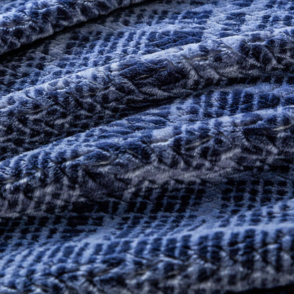 Navy Jacquard Cozy Throw Blanket