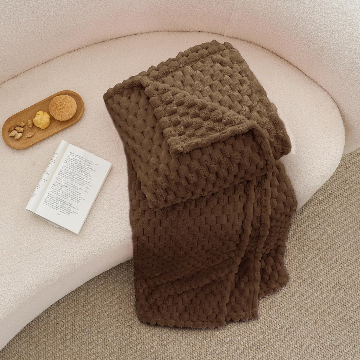 Brown Jacquard Cozy Throw Blanket