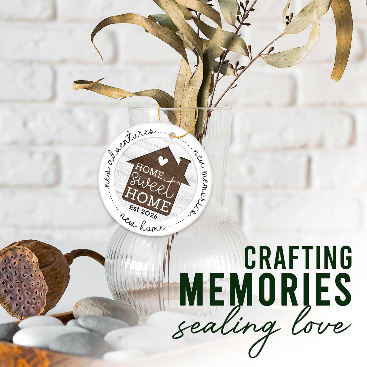 HEXMOZ New Home Gift Ideas - New Home Ornament 2026 | Best Housewarming Gifts 2026 for Owners, Couples, Men, Women - First House Ornament, Our First Christmas Ceramic Keepsake