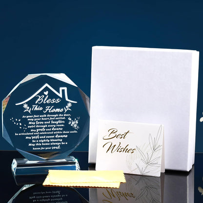House Warming Gifts New Home Crystal Decor Plaque Housewarming Gift Keepsakes for New Homes for Couple Women Men Friends Bless this Houses Warming Gifts New Apartment