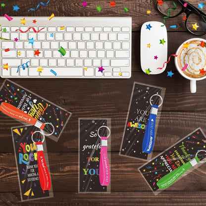30/50 Sets Employee Appreciation Gift Inspirational Silicone Thank You Keychain Bulk for Coworker Staff Teacher Team