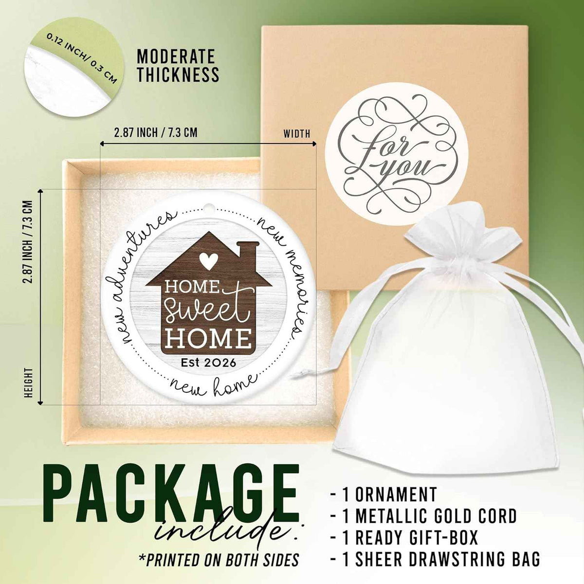HEXMOZ New Home Gift Ideas - New Home Ornament 2026 | Best Housewarming Gifts 2026 for Owners, Couples, Men, Women - First House Ornament, Our First Christmas Ceramic Keepsake