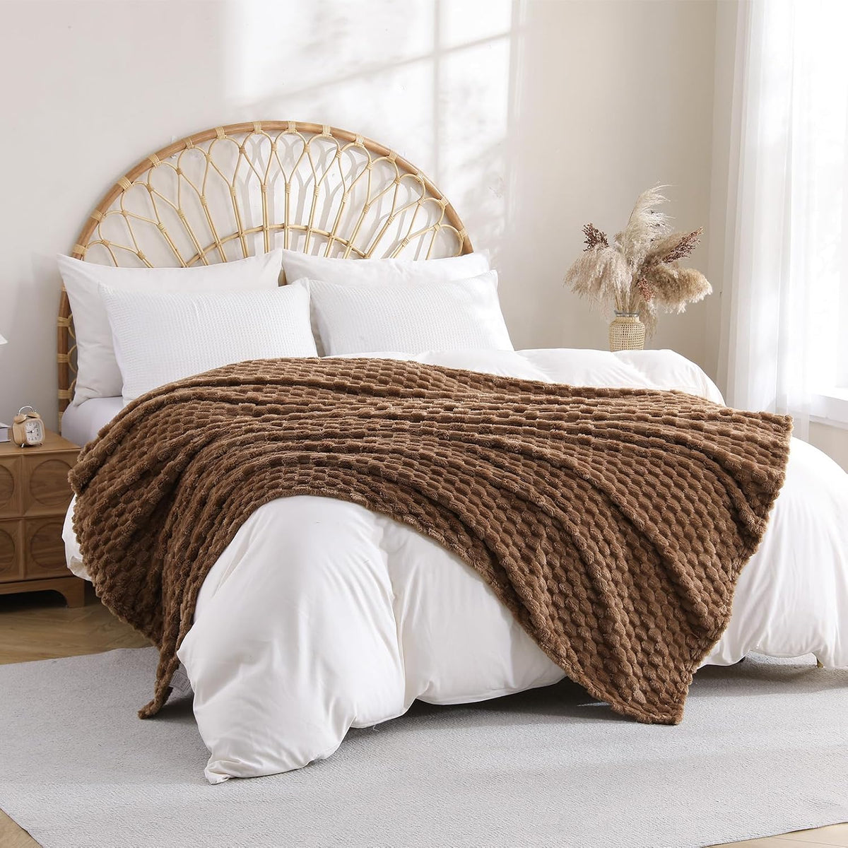 Brown Plush Fleece Throw Blanket
