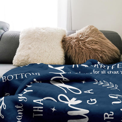 Thank You Gifts, Thank You Blanket 60"X50" Blue, Appreciation Gifts | Thank You Gifts for Women Men, Thank You Gift for Coworker Teacher, Employee Appreciation Gifts, Inspirational Birthday Gift