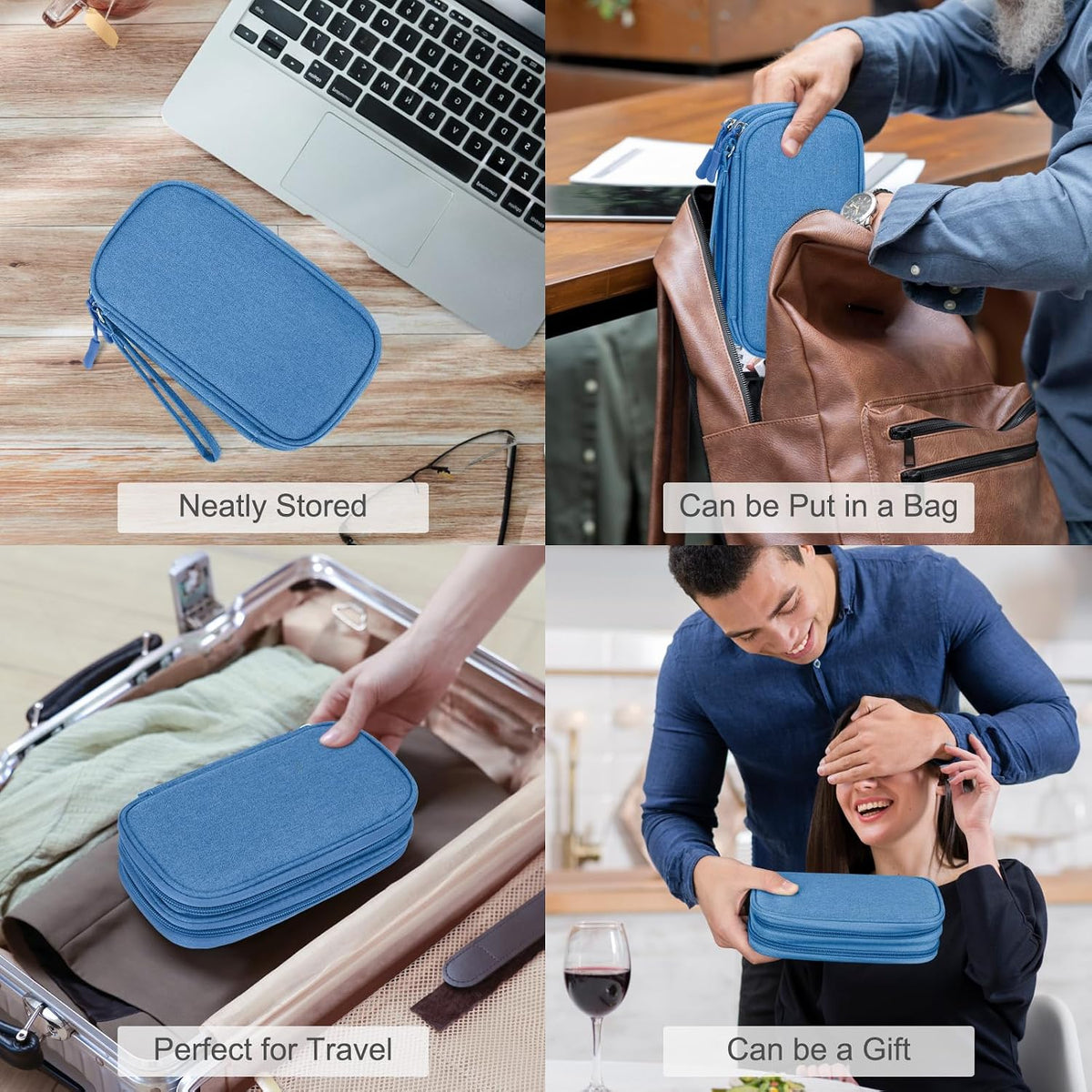 FYY Electronic Organizer, Travel Tech Pouch Bag, Cable Organizer Cyan