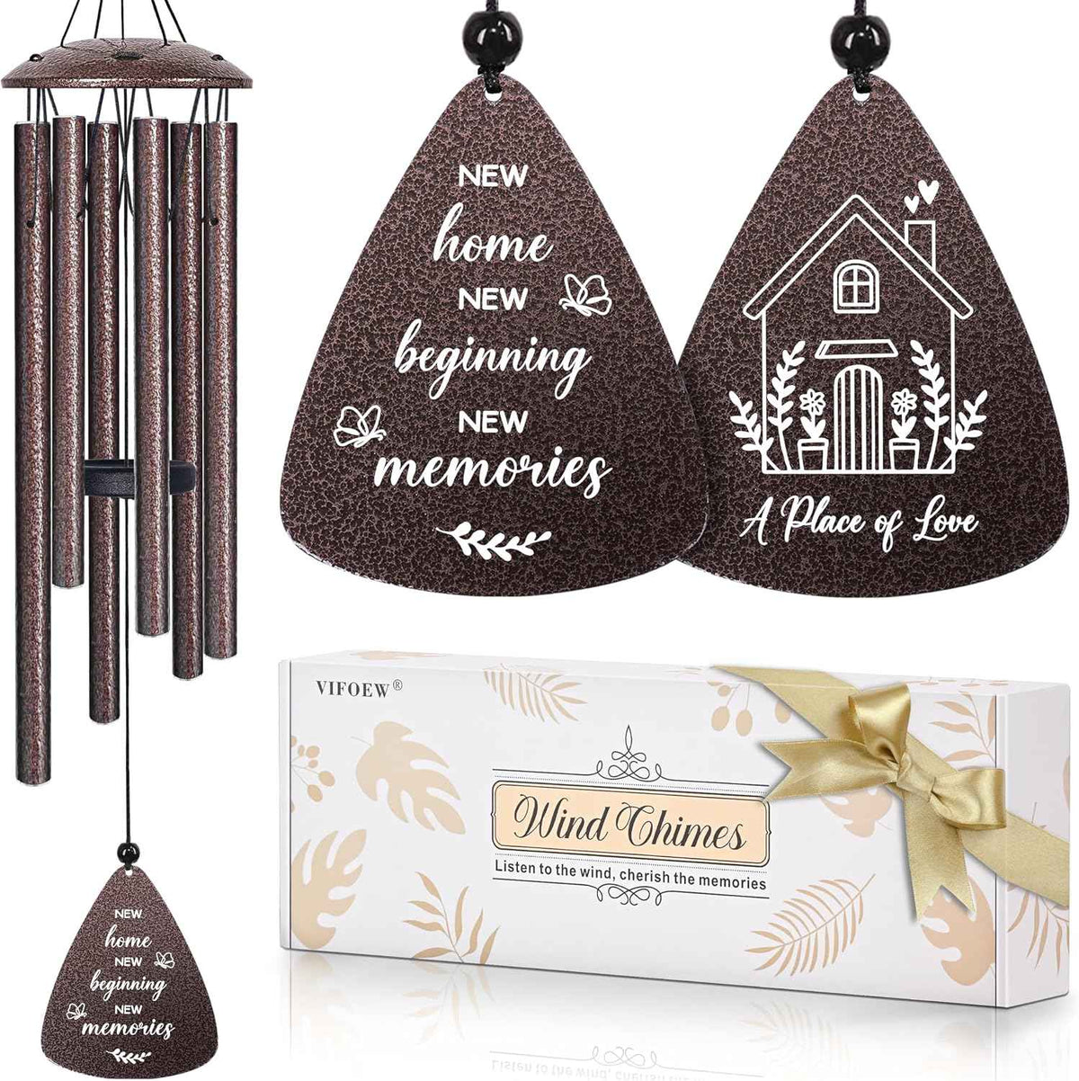 House Warming Gifts New Home, 32" Bronze Wind Chimes Housewarming Gifts | New home gift ideas for women men homeowners couples family friends, unique first home gift for apartment decor