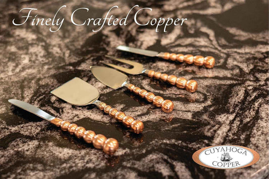 Charcuterie Serving Set - Premium 5-Piece Stainless Steel & Pure Copper Cheese Knife Utensil Set - Elegant Gift Box - Perfect for Cheese Boards, Entertaining, Parties, and Gifting