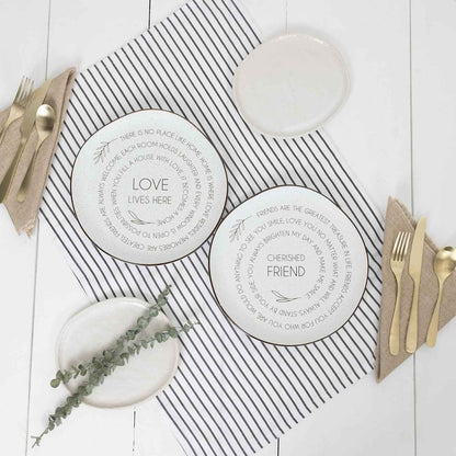 Pavilion Gift Company - Love Lives Here - 10.5" Serving Tray Platter Plate Thanksgiving Fall Serveware Friendship Family Housewarming Apartmentwarming