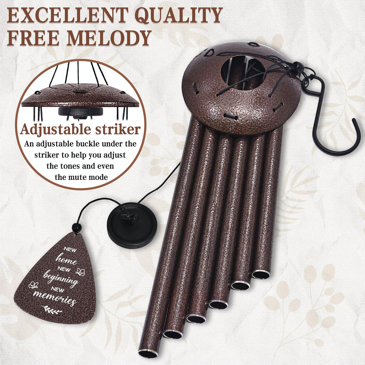 House Warming Gifts New Home, 32" Bronze Wind Chimes Housewarming Gifts | New home gift ideas for women men homeowners couples family friends, unique first home gift for apartment decor