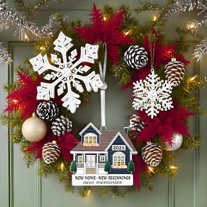 New Home Ornament 2025 - Metal House Warming Gifts New Home Ornament, Housewarming Gift Ideas for Women Couple Homeowners, First House Ornaments for Christmas Decoration-New House New Beginnings