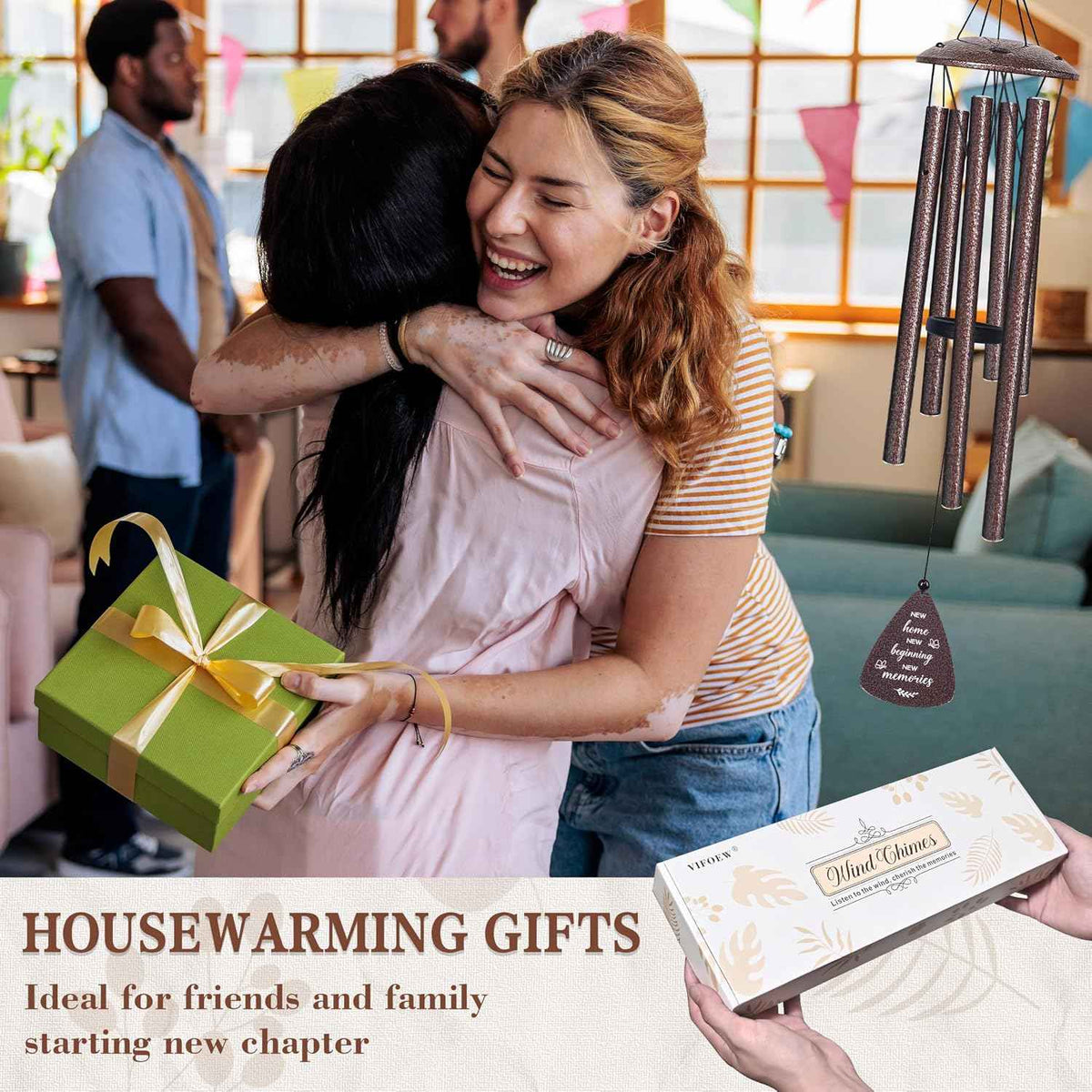 House Warming Gifts New Home, 32" Bronze Wind Chimes Housewarming Gifts | New home gift ideas for women men homeowners couples family friends, unique first home gift for apartment decor