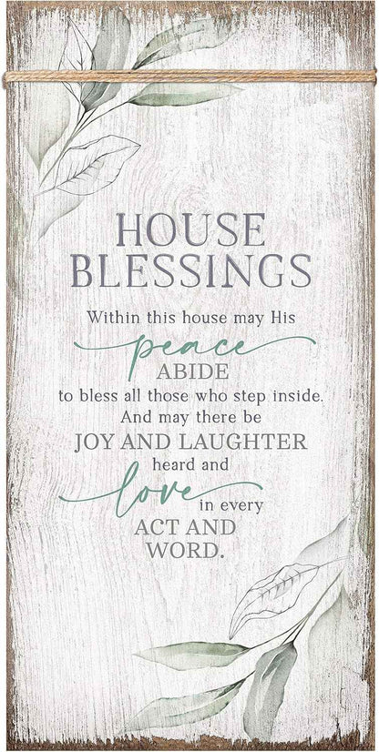 DEXSA House Blessings Wood Plaque Inspiring Quote 6 3/4 in x 13 5/8 in - Classy Vertical Frame Wall Hanging Decoration | Elegant Verse | Christian Family Religious Home Decor Saying | Made in the USA