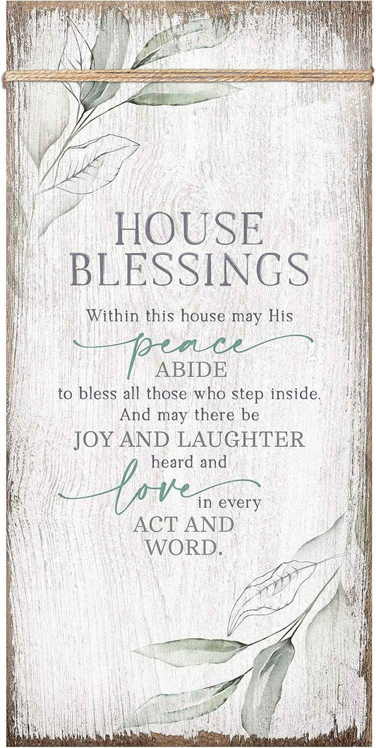 DEXSA House Blessings Wood Plaque Inspiring Quote 6 3/4 in x 13 5/8 in - Classy Vertical Frame Wall Hanging Decoration | Elegant Verse | Christian Family Religious Home Decor Saying | Made in the USA