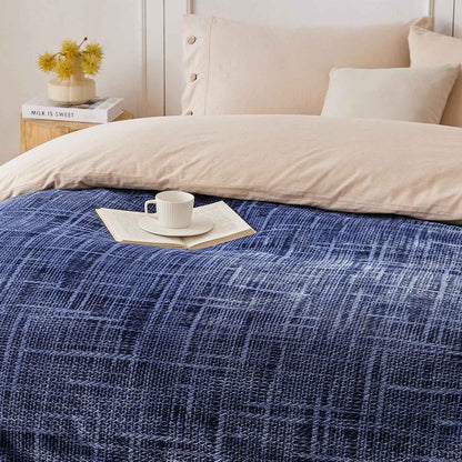 Navy Jacquard Cozy Throw Blanket
