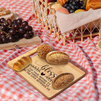 FONDCANYON Christian Kitchen Decor, bless the food before us Christian Kitchen Bamboo Cutting Board Decor, Christian Religious Scripture Dining Room Kitchen Cutting Boards Gifts For Women Her