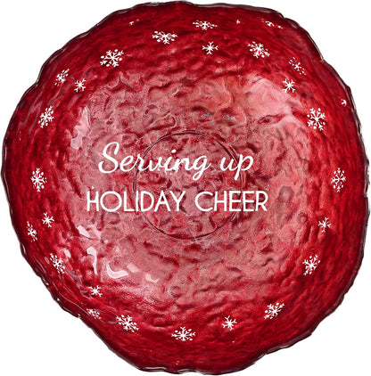 Pavilion - Serving Up Holiday Cheer - 9.5" Bronze Serving Dish Tray Bowl Kitchen Holiday Winter Seasonal Christmas Kitchen Serving Utensils Mixing Gift Hostess Present