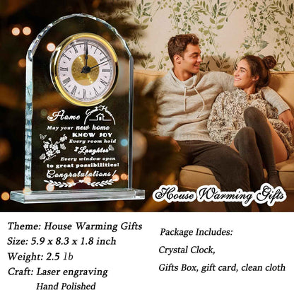 Qianwei House Warming Gifts New Home - Crystal Clock Gifts for Home Decor - Best Unique Housewarming Decor Ideas for New House Homeowner Men Friend Family | Home Decor Best Unique Housewarming Decoration Present Gifts Ideas For New House Homeowner Coup...