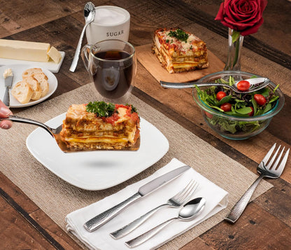 Hudson Essentials Hammered 18/10 Stainless Steel Hostess Serving Utensil Set, 8-Piece Set with Cake Knife, Cake Server and Lasagna Pie Server, Dishwasher Safe