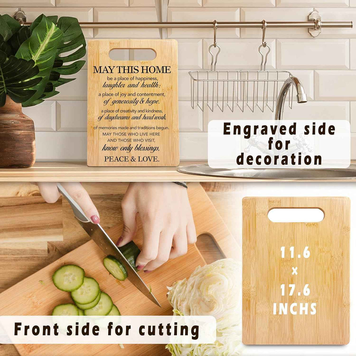 Housewarming Gifts Cutting Board, House Warming Gifts New Home House Apartment, New Homeowner Gifts, Home Blessing Bamboo Cutting Boards for Kitchen, Decorative Cutting Boards for Kitchen