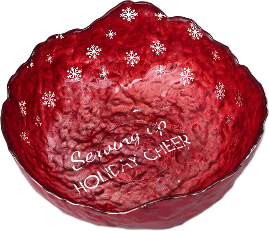 Pavilion - Serving Up Holiday Cheer - 9.5" Bronze Serving Dish Tray Bowl Kitchen Holiday Winter Seasonal Christmas Kitchen Serving Utensils Mixing Gift Hostess Present