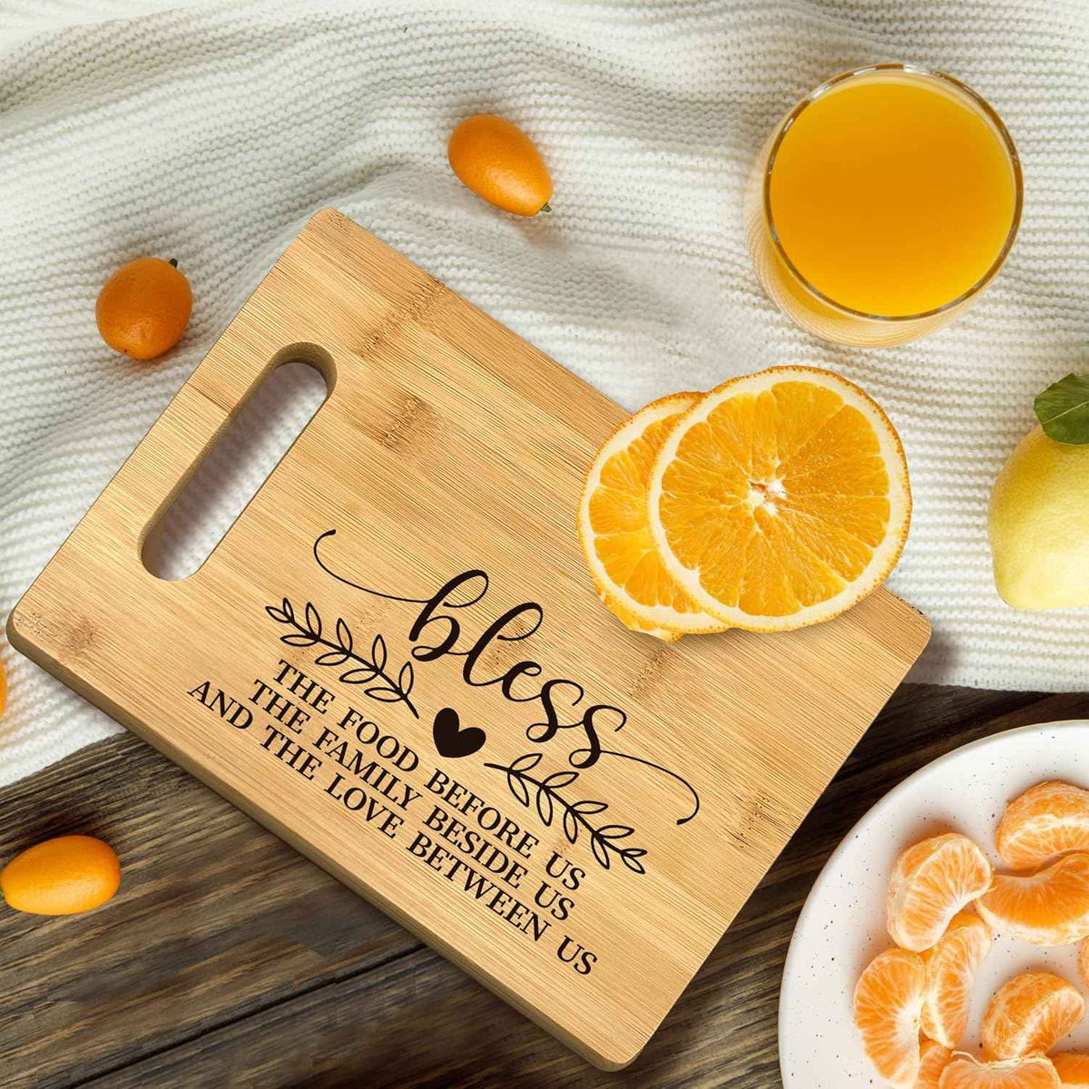 FONDCANYON Christian Kitchen Decor, bless the food before us Christian Kitchen Bamboo Cutting Board Decor, Christian Religious Scripture Dining Room Kitchen Cutting Boards Gifts For Women Her