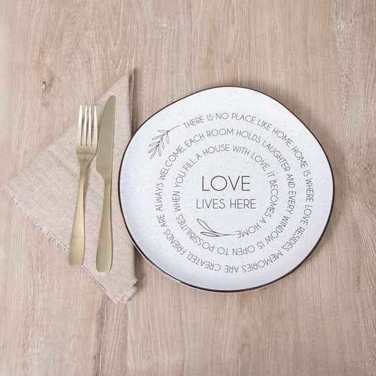 Pavilion Gift Company - Love Lives Here - 10.5" Serving Tray Platter Plate Thanksgiving Fall Serveware Friendship Family Housewarming Apartmentwarming