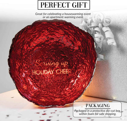 Pavilion - Serving Up Holiday Cheer - 9.5" Bronze Serving Dish Tray Bowl Kitchen Holiday Winter Seasonal Christmas Kitchen Serving Utensils Mixing Gift Hostess Present