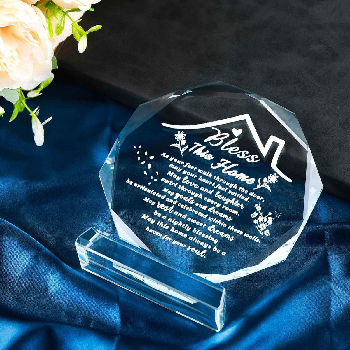 House Warming Gifts New Home Crystal Decor Plaque Housewarming Gift Keepsakes for New Homes for Couple Women Men Friends Bless this Houses Warming Gifts New Apartment